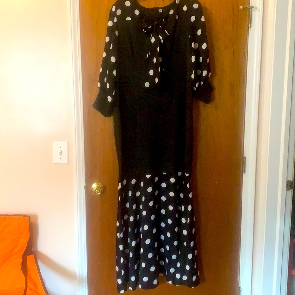 Black and white polka dot fashion dress
